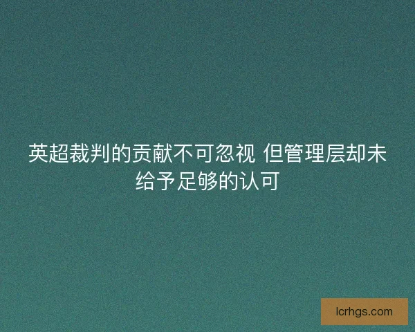 英超裁判的贡献不可忽视 但管理层却未给予足够的认可